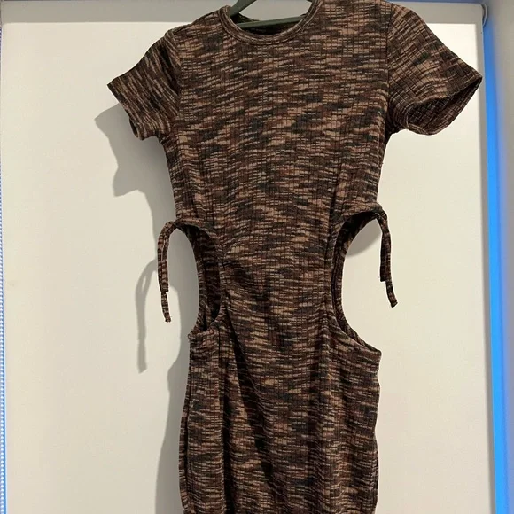 next to me knit dress Chanyarn Women's Merino Wool Blend Ribbed Mock Neck Sweater Dress, Coffee / M